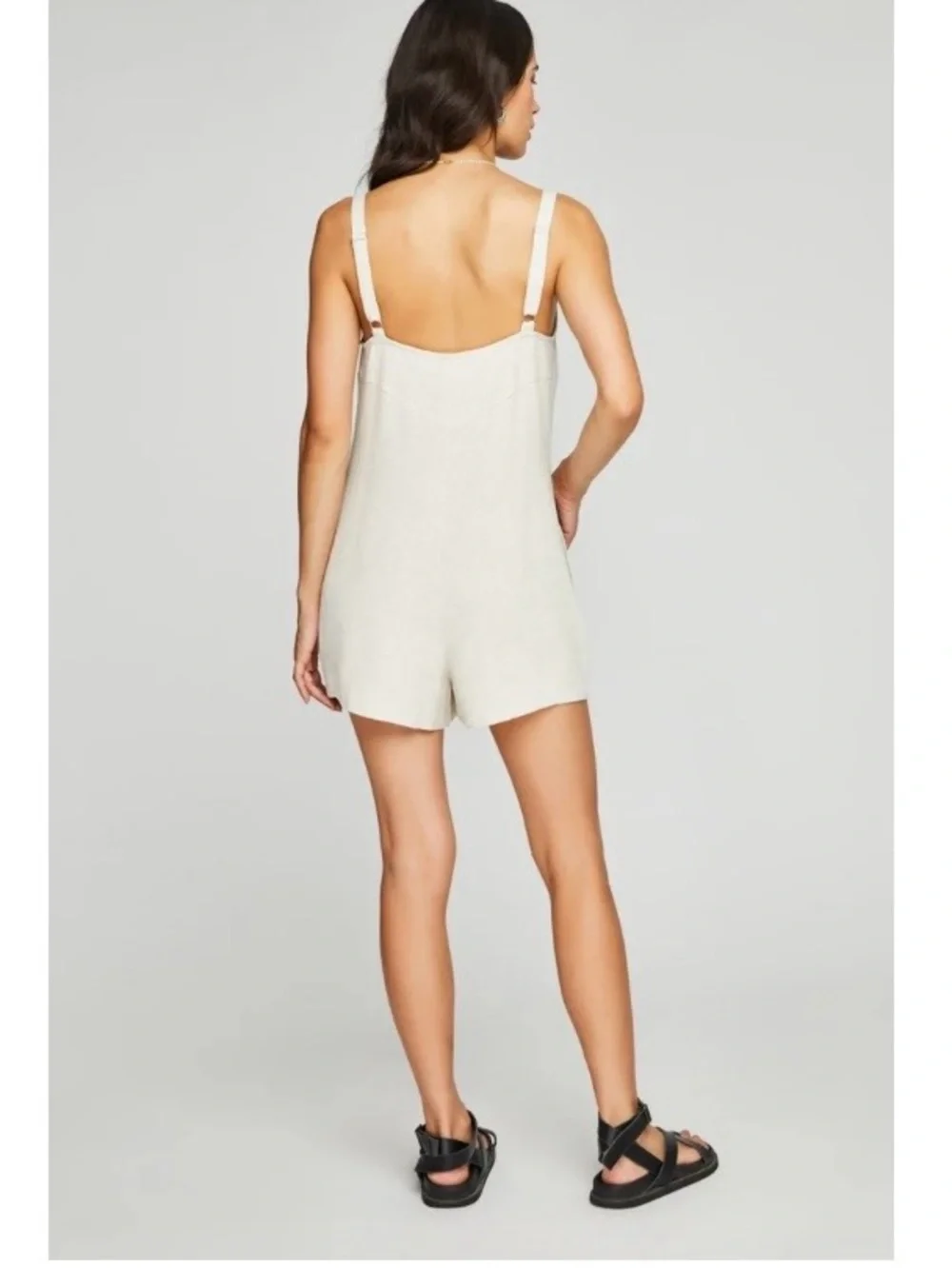Gentle Fawn Harper Neutral Beige linen blend romper Sz M